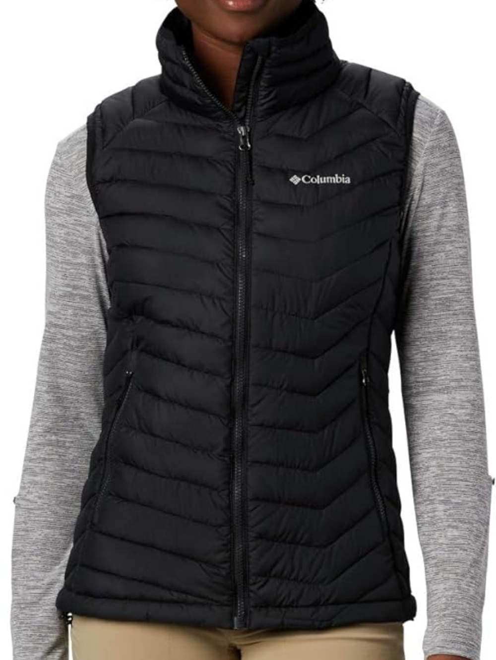 Columbia Powder Lite Vest Omni-Heat Full Zip Black Puffer Insulated Vest Large